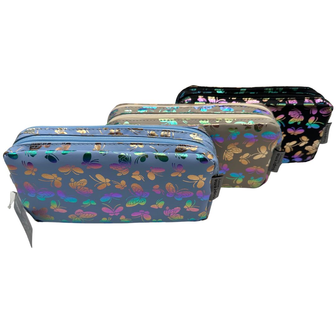 DOUBLE PENCIL CASE BFLY SHIMER (PC-7529)